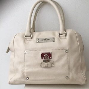 Brighton My Flat in London off white Soft Leather satchel / Hobo Bag